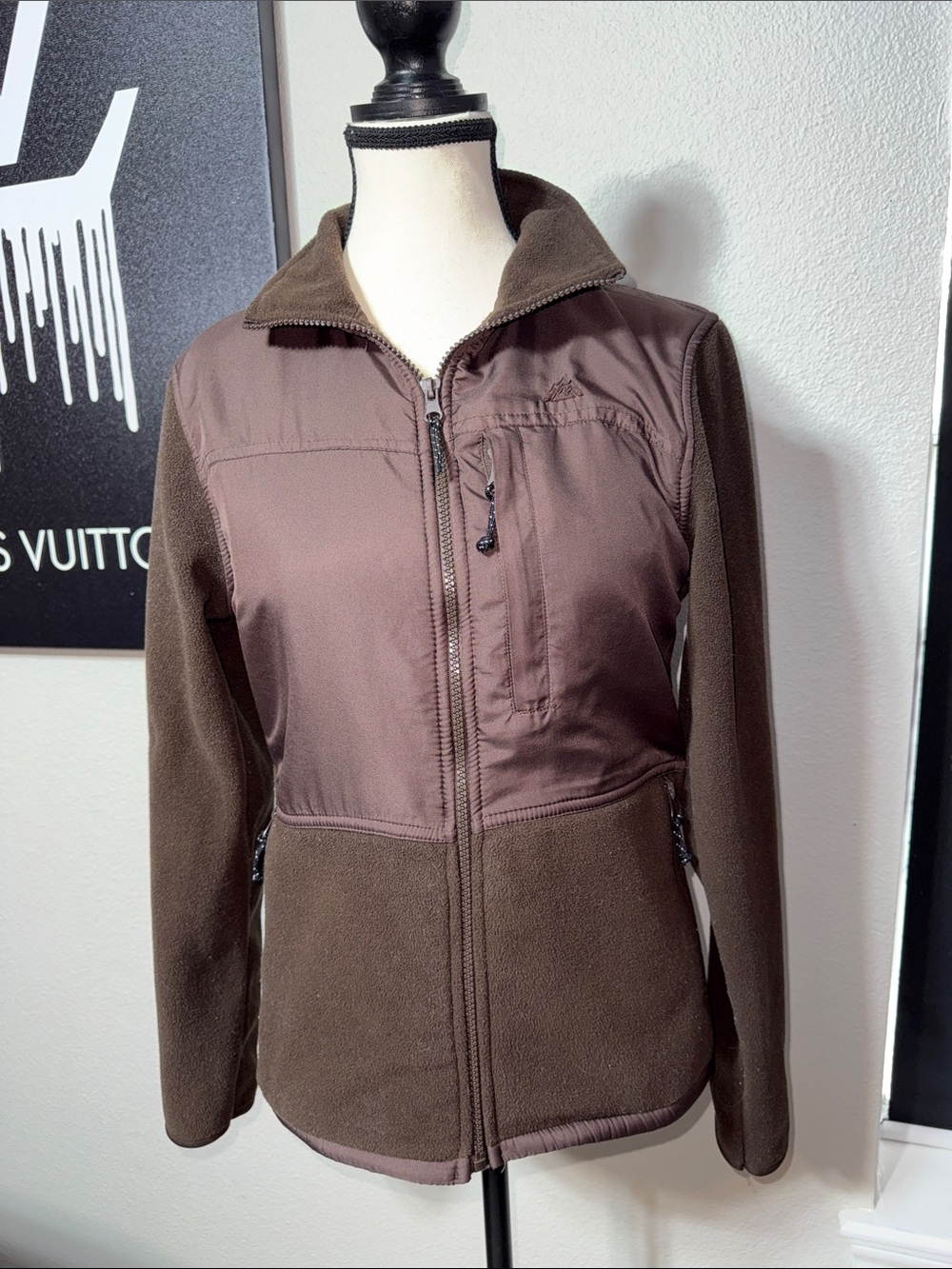 Snozu Women’s Size Small Brown Hybrid Fleece Jacket Full Zip Outdoor Activewear